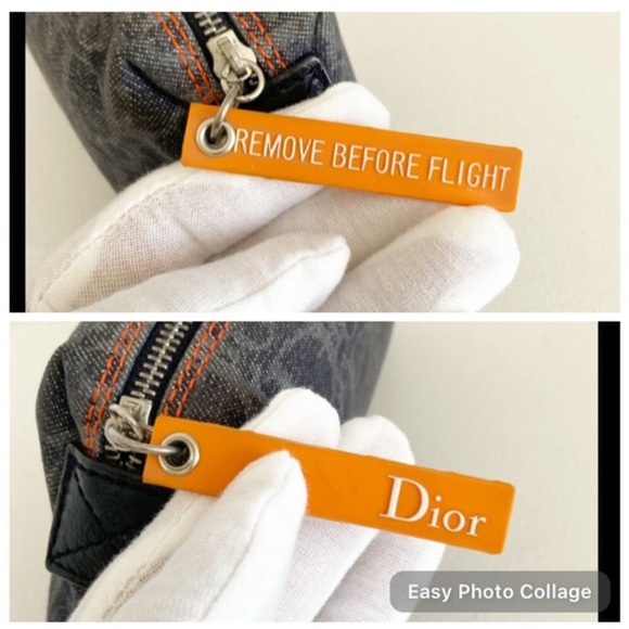 VINTAGE Christian Dior Flight Line Oblique Denim Pouch - Picture 4 of 9